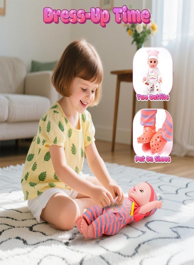 CUTE STONE 12" Baby Doll Playset for Girls - Pretend Play Baby Care Toy with Carrier Bassinet, High Chair, Clothes & Accessories - Image 5